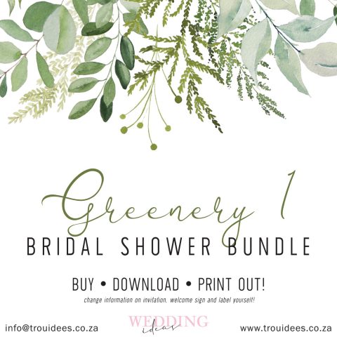 Greenery 1 (Black) Bridal Shower Stationery